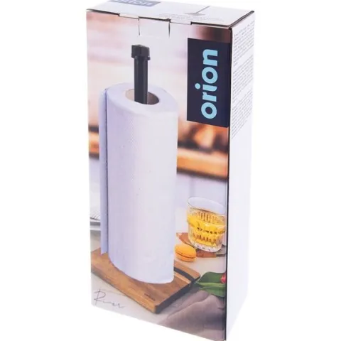 Stojak na ręcznik papierowy metalowy drewniany czarny RIVER 35 cm