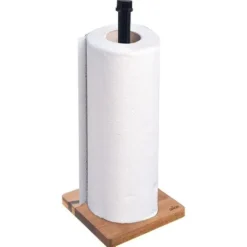 Stojak na ręcznik papierowy metalowy drewniany czarny RIVER 35 cm