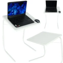 Stolik boczny pod laptopa składany 52 x 40 cm biały