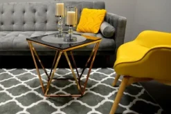 Stolik Kawowy szkło chrom 50x50 MODERN DESIGN CT-022 GOLD