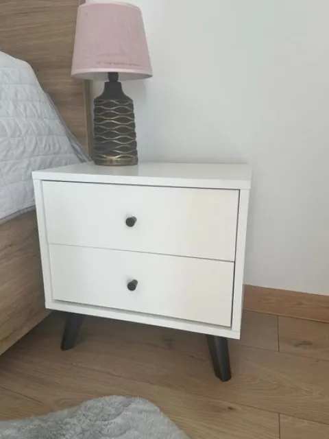 STOLIK NOCNY skandynawski 45 cm biały mat