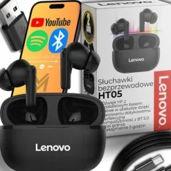 SŁUCHAWKI BEZPRZEWODOWE LENOVO HT05 BLUETOOTH Z POWERBANKIEM NOWY MODEL 5.1
