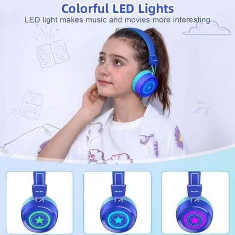 SŁUCHAWKI DLA DZIECI NEW BEE KH22B BEZPRZEWODOWE SKŁADANE LED BLUETOOTH 32h