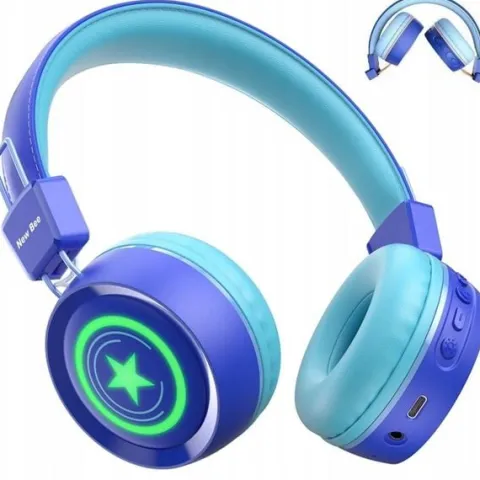 SŁUCHAWKI DLA DZIECI NEW BEE KH22B BEZPRZEWODOWE SKŁADANE LED BLUETOOTH 32h