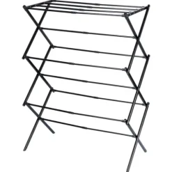 Suszarka na pranie metalowa czarna pionowa rozsuwana 44,5-75x37,5x105 cm