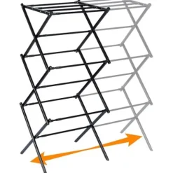 Suszarka na pranie metalowa czarna pionowa rozsuwana 44,5-75x37,5x105 cm