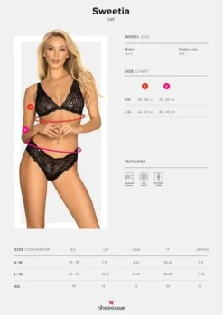 Sweetia komplet 2-częściowy czarny - Obsessive L/XL