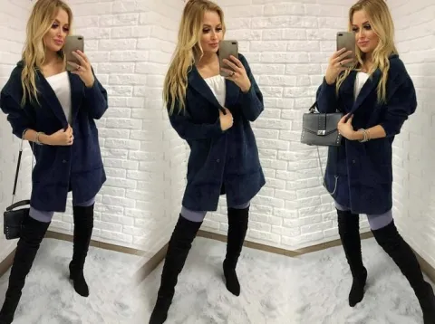 Sweter ALPAKI kurtka WEŁNA MODNE KOLORY oversize