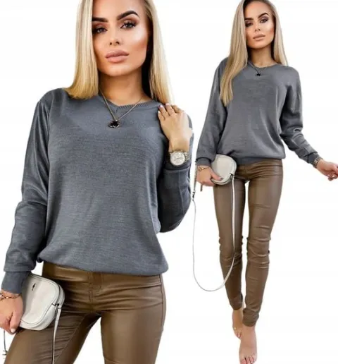 SWETER DAMSKI klasyczny dekolt V kolory