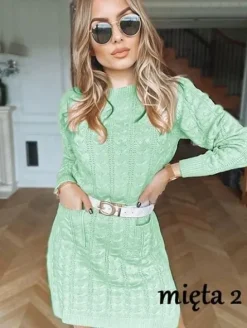 SWETERKOWA dzianinowa SUKIENKA damska modna stylowa kolory