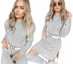 SWETERKOWA dzianinowa SUKIENKA damska modna stylowa kolory