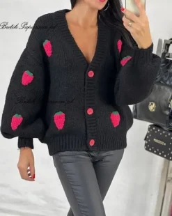 SWETER ROZPINANY OWOCE 3D BEŻ BESTSELLER