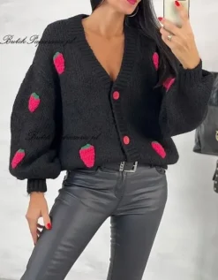 SWETER ROZPINANY OWOCE 3D BEŻ BESTSELLER