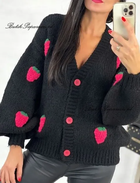 SWETER ROZPINANY OWOCE 3D BEŻ BESTSELLER