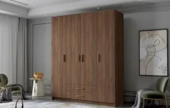 Szafa ADA I 160 cm - pojemna garderoba - ORZECH WARMIA+ZŁOTY