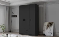 Szafa ADA I 120 cm - pojemna garderoba - CZARNY+CZARNY