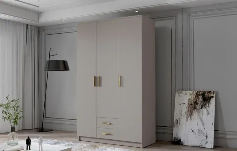 Szafa ADA I 120 cm - pojemna garderoba - KASZMIR+ZŁOTY