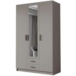 Szafa ADA II 120 cm - pojemna garderoba z lustrem - KASZMIR+CZARNY
