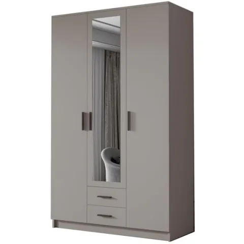 Szafa ADA II 120 cm - pojemna garderoba z lustrem - KASZMIR+CZARNY