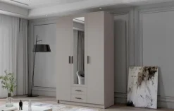 Szafa ADA II 120 cm - pojemna garderoba z lustrem - KASZMIR+CZARNY