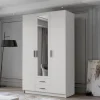 Szafa ADA II 120 cm - pojemna garderoba z lustrem - BIAŁY+CZARNY