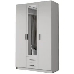 Szafa ADA II 120 cm - pojemna garderoba z lustrem - BIAŁY+CZARNY