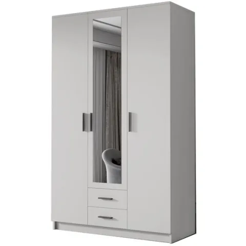 Szafa ADA II 120 cm - pojemna garderoba z lustrem - BIAŁY+CZARNY