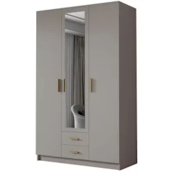 Szafa ADA II 120 cm - pojemna garderoba z lustrem - KASZMIR+ZŁOTY
