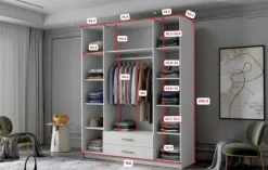 Szafa ADA II 160 cm - pojemna garderoba z lustrem - ORZECH WARMIA+CZARNY