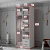 Szafa ADA II 80 cm - pojemna garderoba z lustrem - BIAŁY+CZARNY