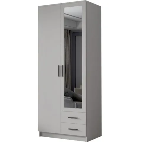Szafa ADA II 80 cm - pojemna garderoba z lustrem - BIAŁY+CZARNY