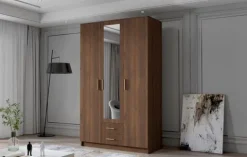 Szafa ADA II 120 cm - pojemna garderoba z lustrem - ORZECH WARMIA+ZŁOTY