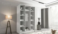 Szafa CALIA I 150 cm-pojemna garderoba-CREMONA+CZARNY