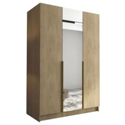 Szafa CALIA II 150 cm z lustrem-pojemna garderoba-CREMONA+ZŁOTY
