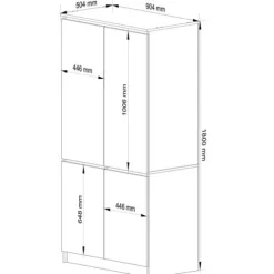 Szafa do sypialni 90 cm 4 drzwi 4 półki - dąb sonoma biała