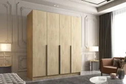Szafa SANTI I 200 cm-pojemna garderoba-CREMONA+CZARNY