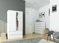 SZAFA S 90 cm 2 DRZWI 2 SZUFLADY BIAŁA