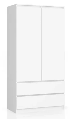 SZAFA S 90 cm 2 DRZWI 2 SZUFLADY BIAŁA