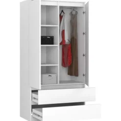 SZAFA S 90 cm 2 DRZWI 2 SZUFLADY BIAŁA