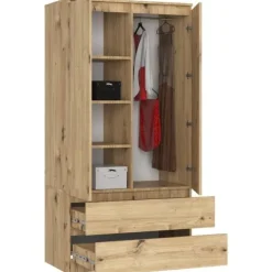 Szafa S 90 cm 2 drzwi 2 szuflady - dąb artisan