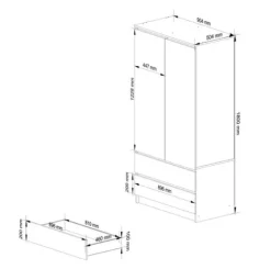 Szafa S 90 cm 2 drzwi 2 szuflady - dąb artisan