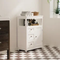 Szafka łazienkowa z 3 szufladami biała stojąca do łazienki loft