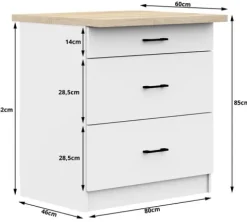 SZAFKA KUCHENNA OLIWIA S 80cm 3S BIAŁA
