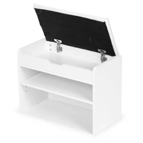 Szafka na buty z otwieranym siedziskiem 2 półki biała ModernHome