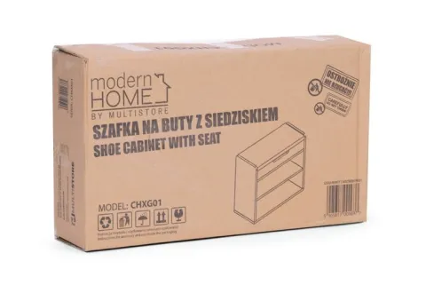Szafka na buty z otwieranym siedziskiem 2 półki biała ModernHome
