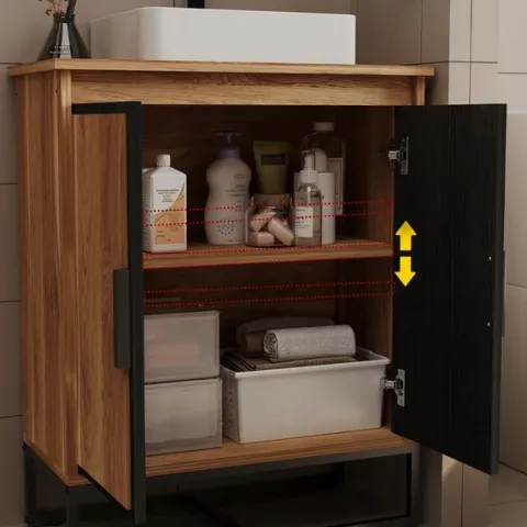 Szafka pod umywalkę łazienkowa 2 drzwiczki loft jasny brąz półka regał 82cm
