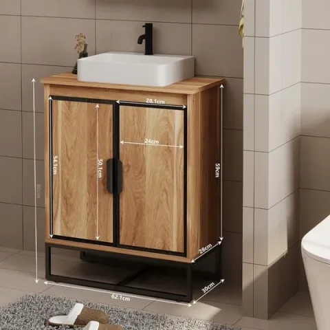 Szafka pod umywalkę łazienkowa 2 drzwiczki loft jasny brąz półka regał 82cm