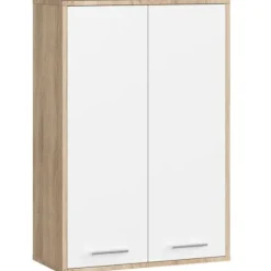 Szafka wisząca łazienkowa FIN 64 cm 2 drzwi 4 półki pojemna - sonoma biała