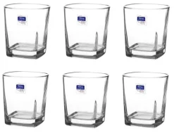 Szklanka do whisky drinków 250 ml kwadratowa bezbarwna komplet 6 sztuk