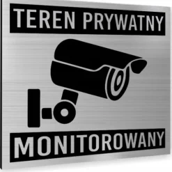 Tabliczka TEREN PRYWATNY MONITOROWANY TEKST nierdzewna PIKTOGRAM ALUMINIUM